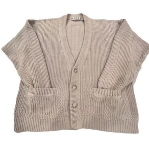 Vtg BASIX Men's Chunky Fisherman Knit Cardigan Old Money Academia Preppy Medium